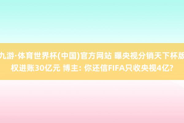 九游·体育世界杯(中国)官方网站 曝央视分销天下杯版权进账30亿元 博主: 你还信FIFA只收央视4亿?