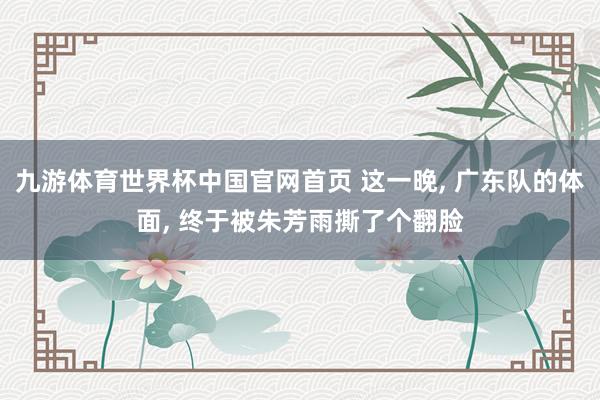 九游体育世界杯中国官网首页 这一晚, 广东队的体面, 终于被朱芳雨撕了个翻脸