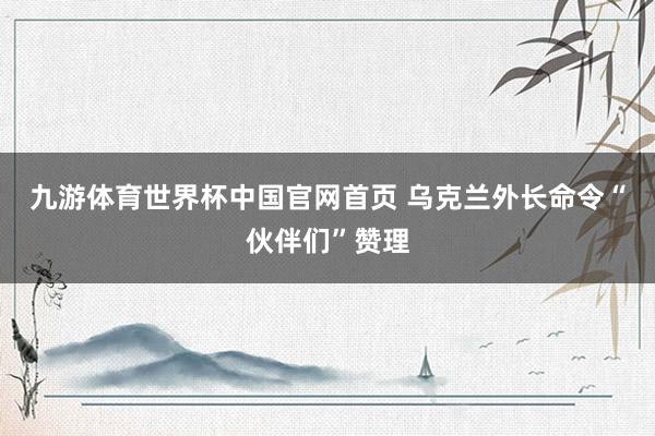 九游体育世界杯中国官网首页 乌克兰外长命令“伙伴们”赞理