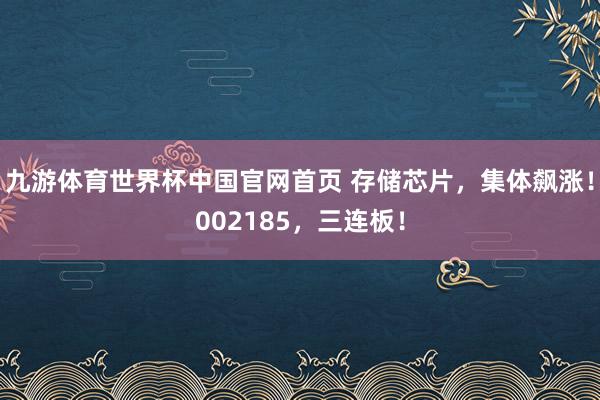 九游体育世界杯中国官网首页 存储芯片,集体飙涨!002185,三连板!