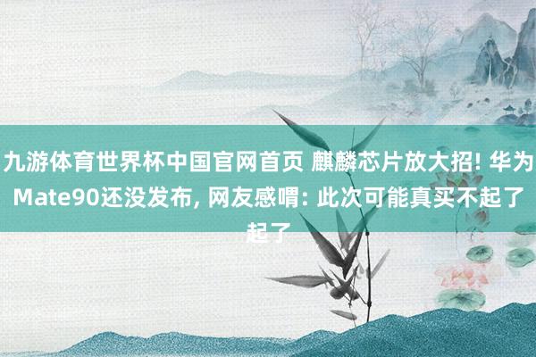 九游体育世界杯中国官网首页 麒麟芯片放大招! 华为Mate90还没发布, 网友感喟: 此次可能真买不起了