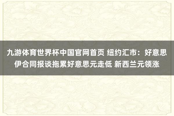 九游体育世界杯中国官网首页 纽约汇市:好意思伊合同报谈拖累好意思元走低 新西兰元领涨