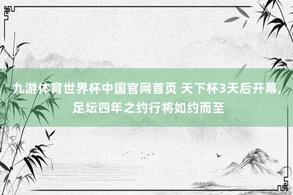 九游体育世界杯中国官网首页 天下杯3天后开幕, 足坛四年之约行将如约而至