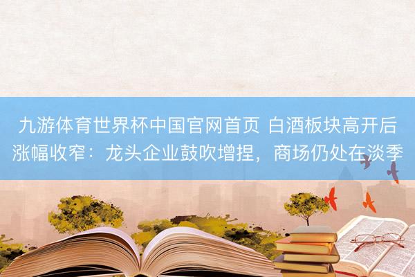 九游体育世界杯中国官网首页 白酒板块高开后涨幅收窄:龙头企业鼓吹增捏,商场仍处在淡季