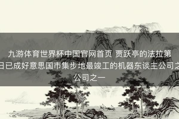 九游体育世界杯中国官网首页 贾跃亭的法拉第改日已成好意思国市集步地最竣工的机器东谈主公司之一